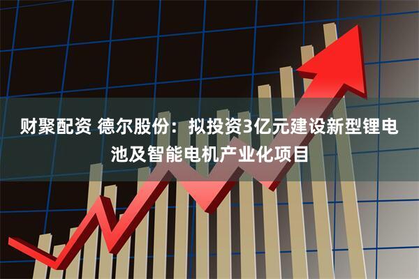 财聚配资 德尔股份：拟投资3亿元建设新型锂电池及智能电机产业化项目