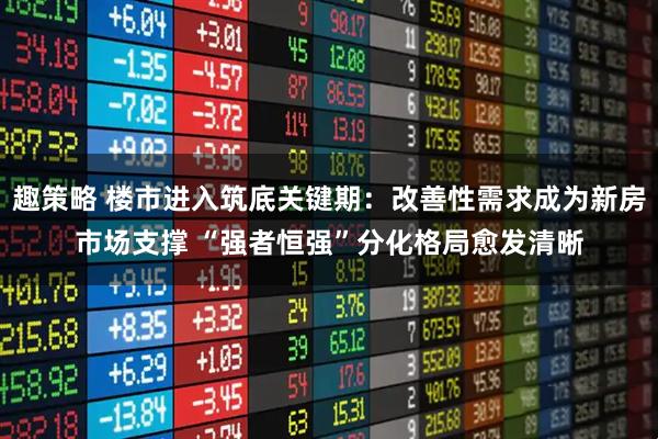 趣策略 楼市进入筑底关键期:改善性需求成为新房市场支撑 “强者恒强”分化格局愈发清晰